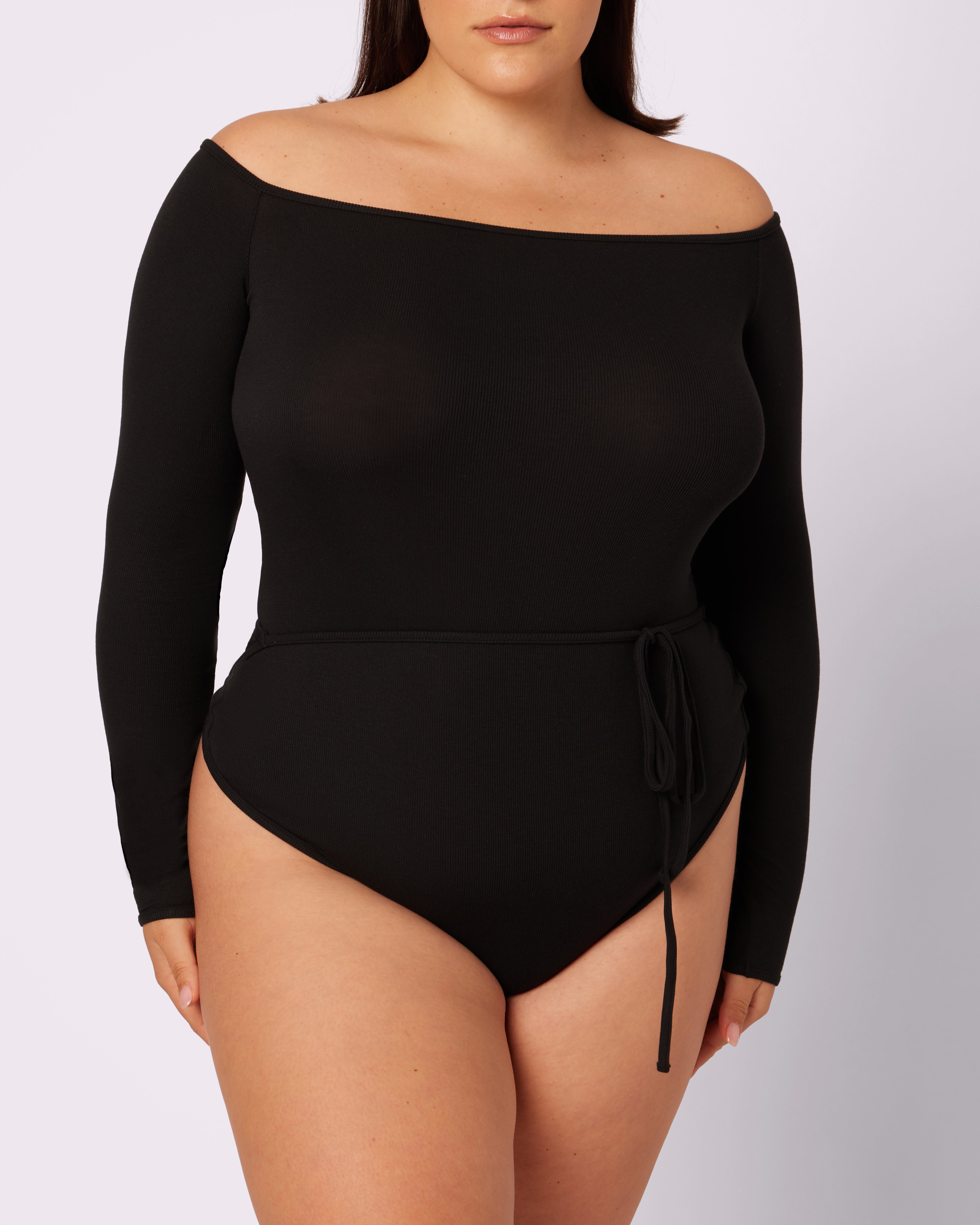 Lush Rib Tie-Back Long Sleeve Bodysuit - Eightball