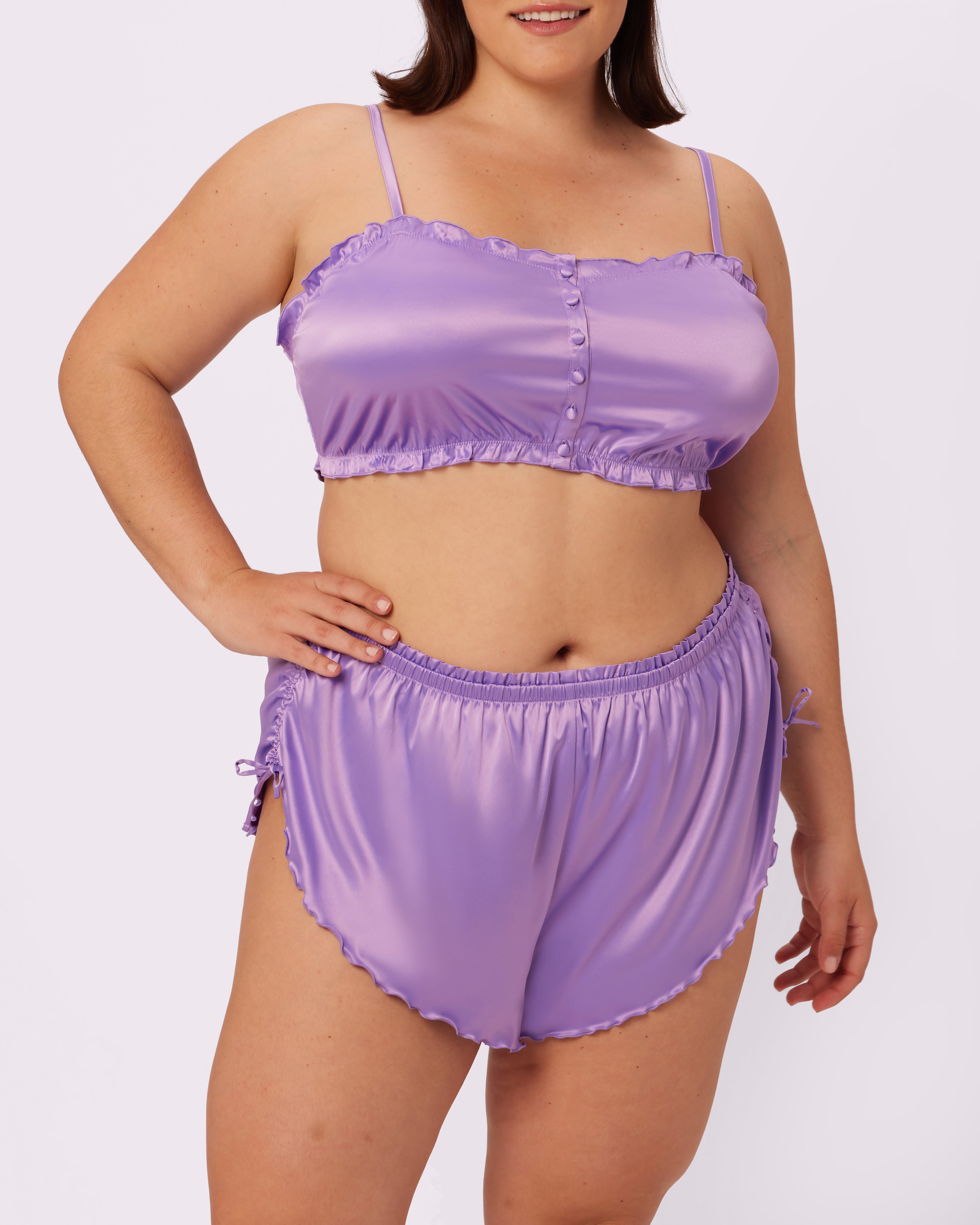 Wisteria Satin Crop Top - Luxe Button-Up Style