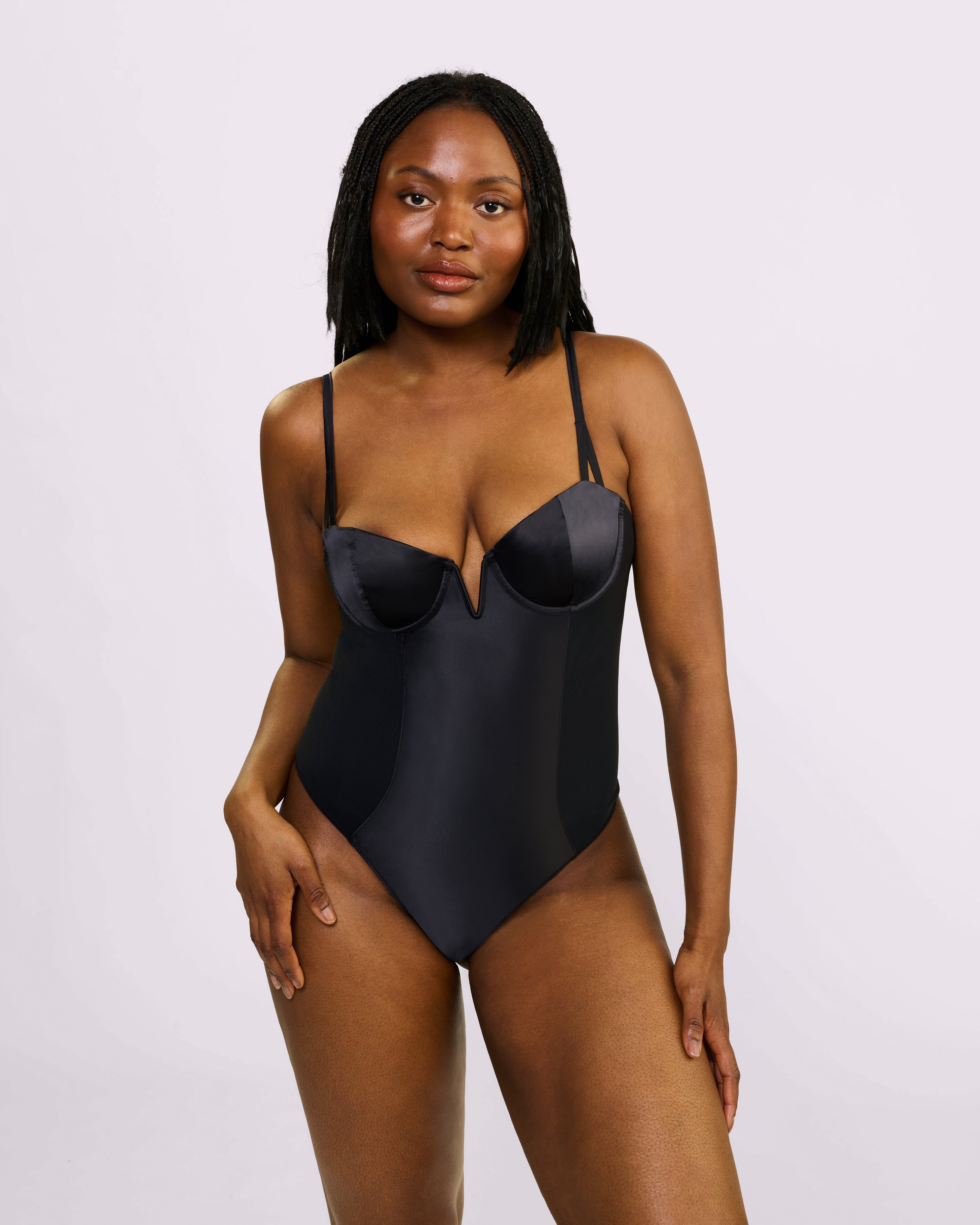 Glow Satin Demi Bodysuit - Sheer Sculpt Fit