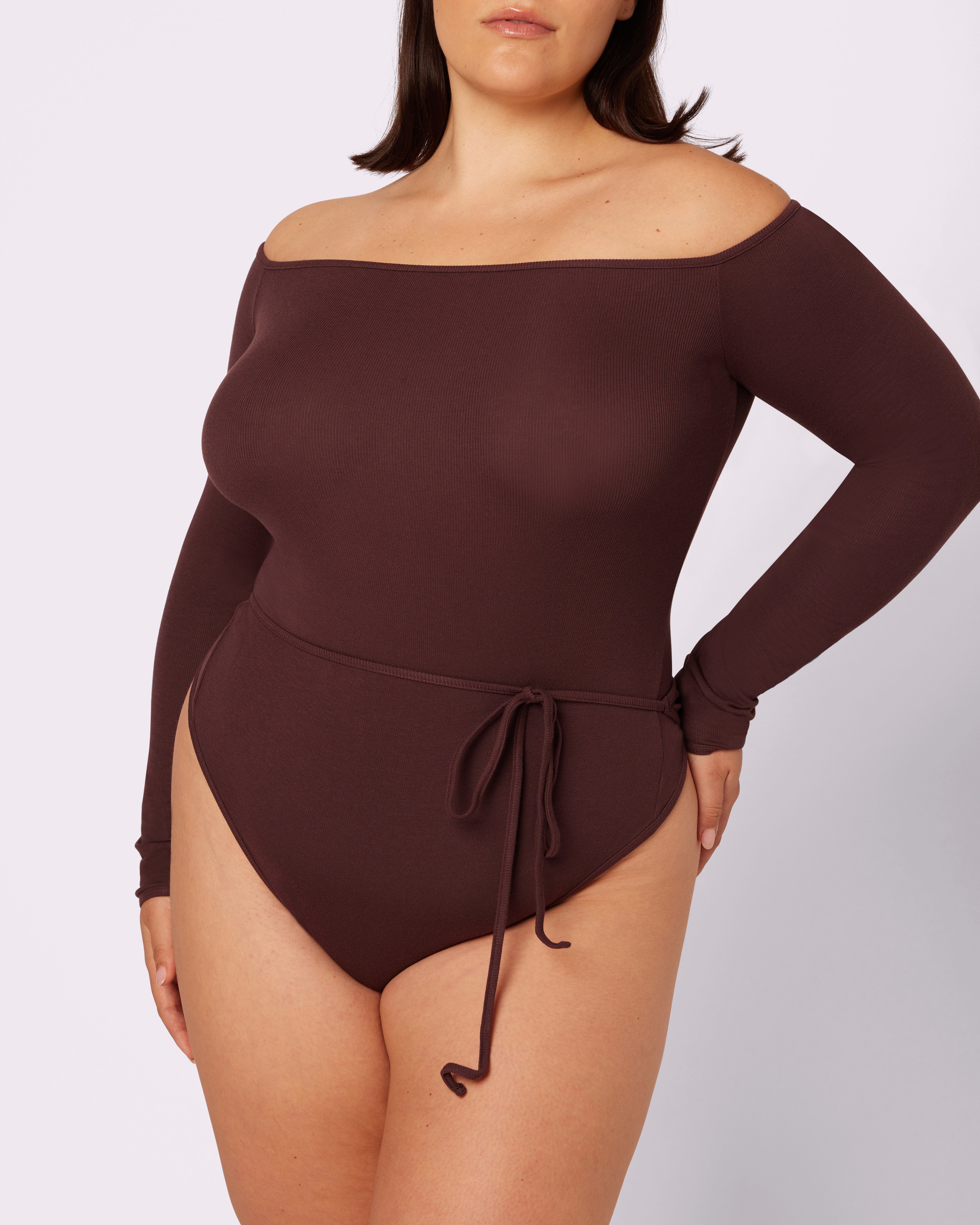 Lush Rib Tie-Back Long Sleeve Bodysuit - Pony Style