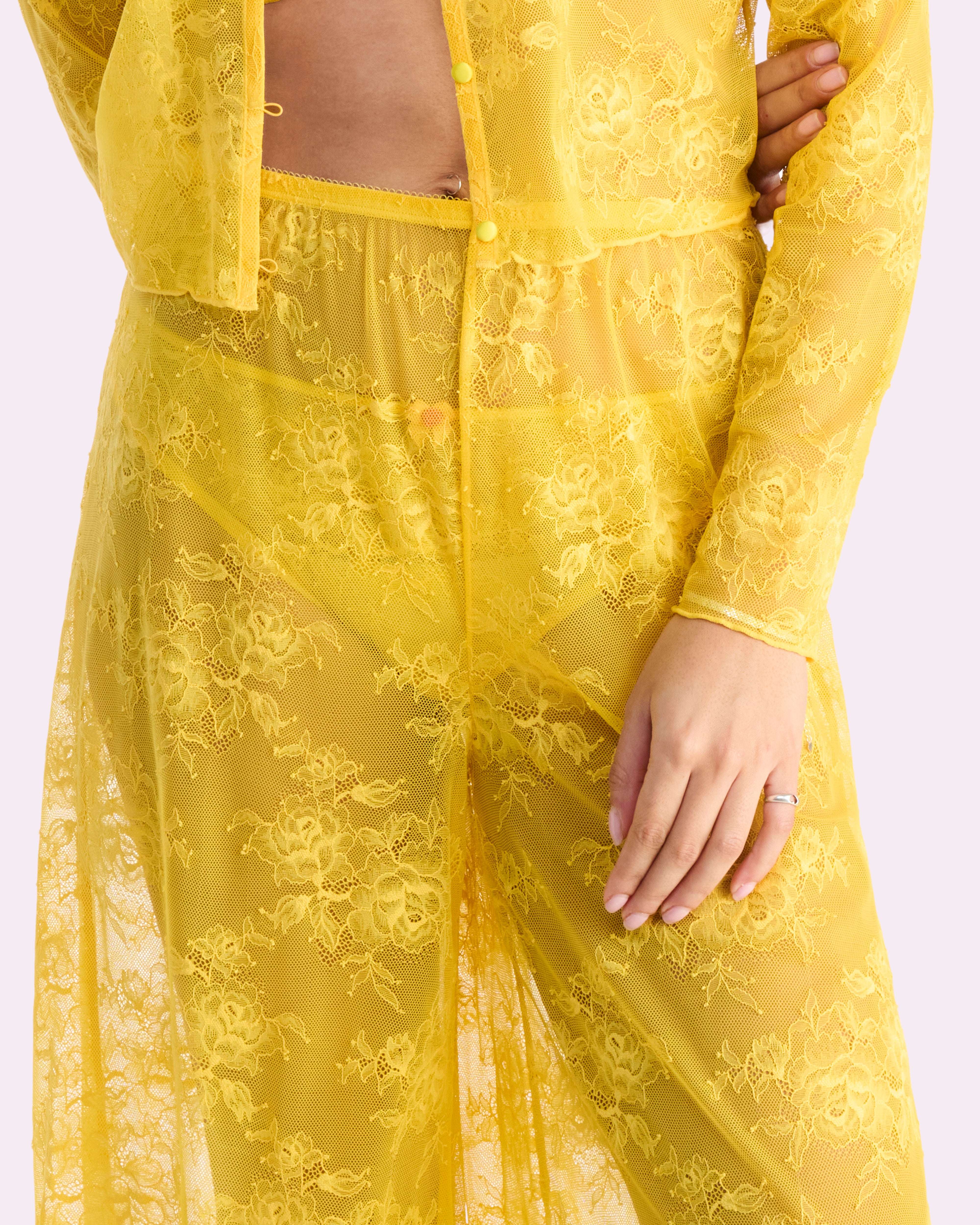 Daffodil Lace Wide-Leg Pants for Women