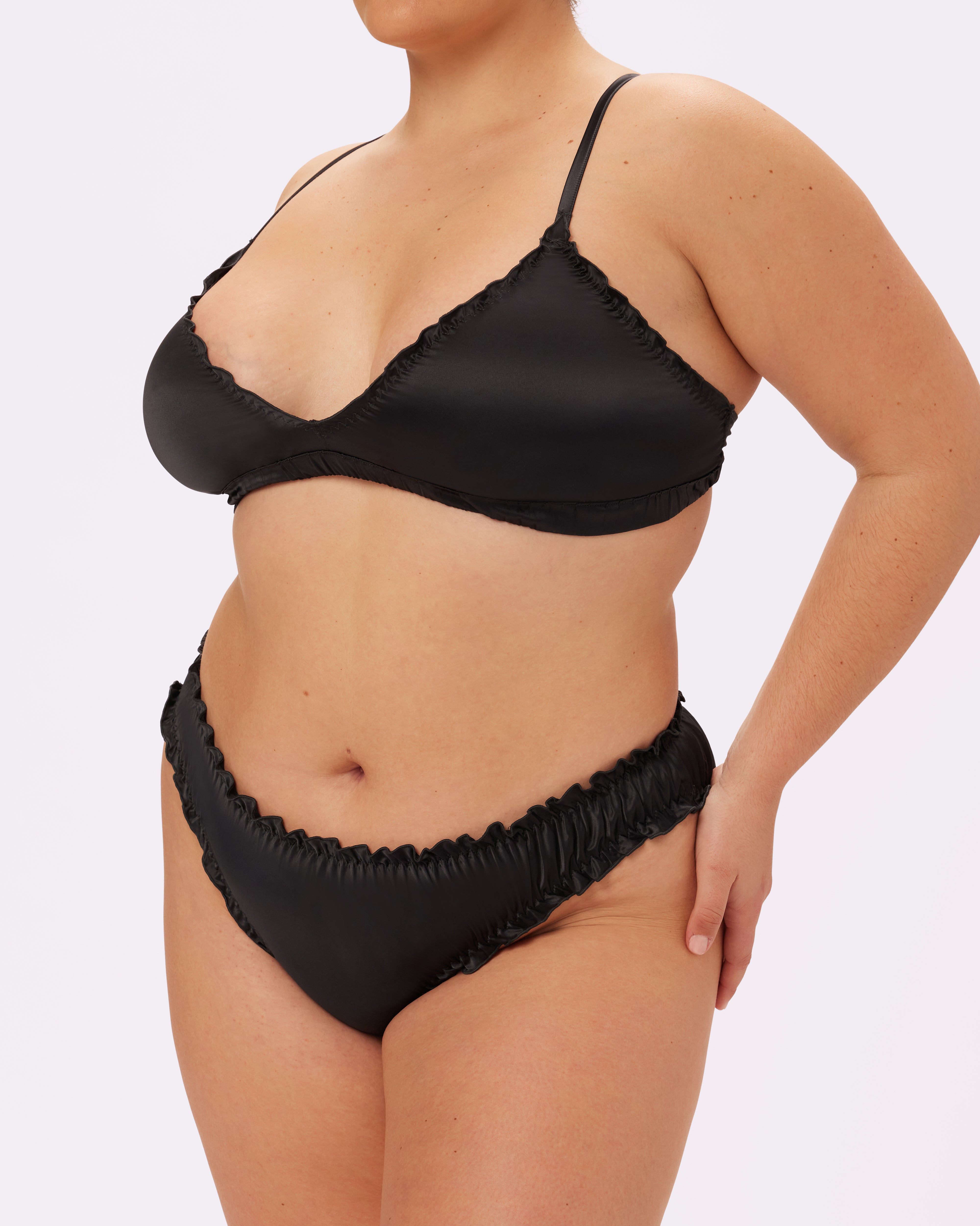 Glow Satin Triangle Bralette - Radiant Flutter Design
